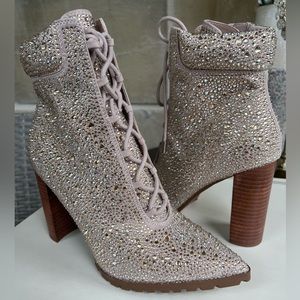 Beautiful rhinestone boots!! Tan and multicolored. Brand new. No box